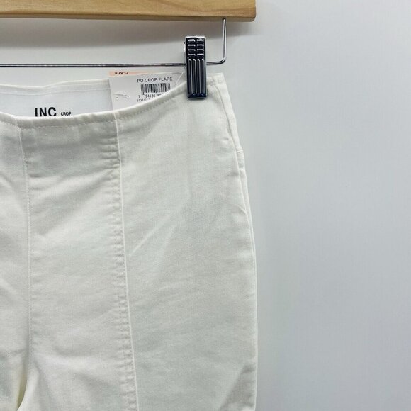 INC International Concepts Womens Size 2 High-Rise Pull-On Flare Crop Jean White - Picture 2 of 8